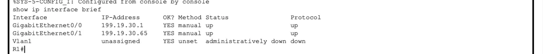 show ip interface brief: G0/0 and G0/1 are both up/up